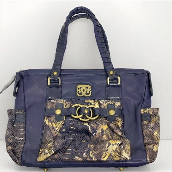 Sharif Handbags - SHARIF EUC 1827 Navy w/Gold Snake Embossed Leather
Braided Handles